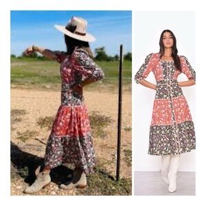 Glamorous | Western Cowgirl Prairie Cottagecore Nashville Floral Midi | XS